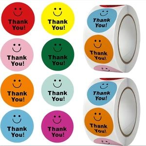 NEW 2 Rolls 1,000 pieces thank you stickers